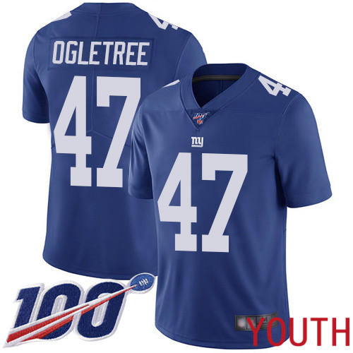 Youth New York Giants #47 Alec Ogletree Royal Blue Team Color Vapor Untouchable Limited Player 100th Season Football NFL Jersey